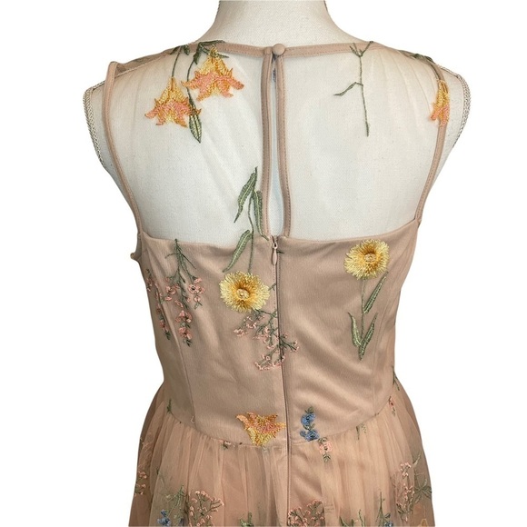 Jessica Howard Blush Pink Pastel Embroidered Flower & Tulle Sleeveless Dress. 10 - Picture 8 of 13